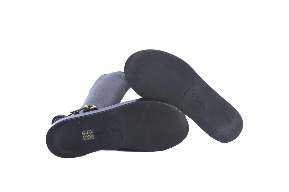 LA COLLECTION BLACK LEATHER SOCK SANDALS EU 38.5 UK 5.5 US 8.5
