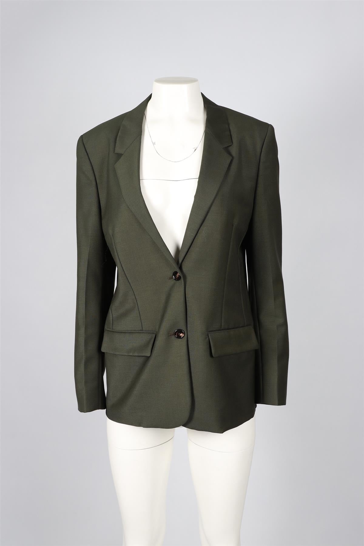 BOTTEGA VENETA GREEN WOOL BLEND BLAZER IT 42 UK 10