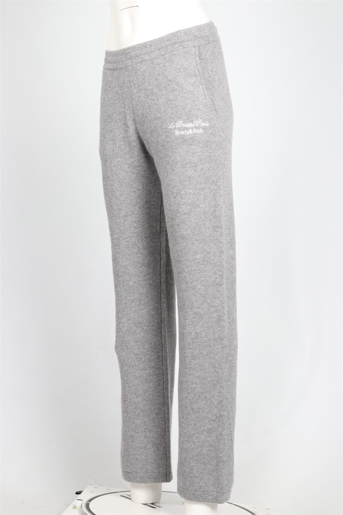 SPORTY & RICH GREY CASHMERE STRAIGHT LEG PANTS SMALL