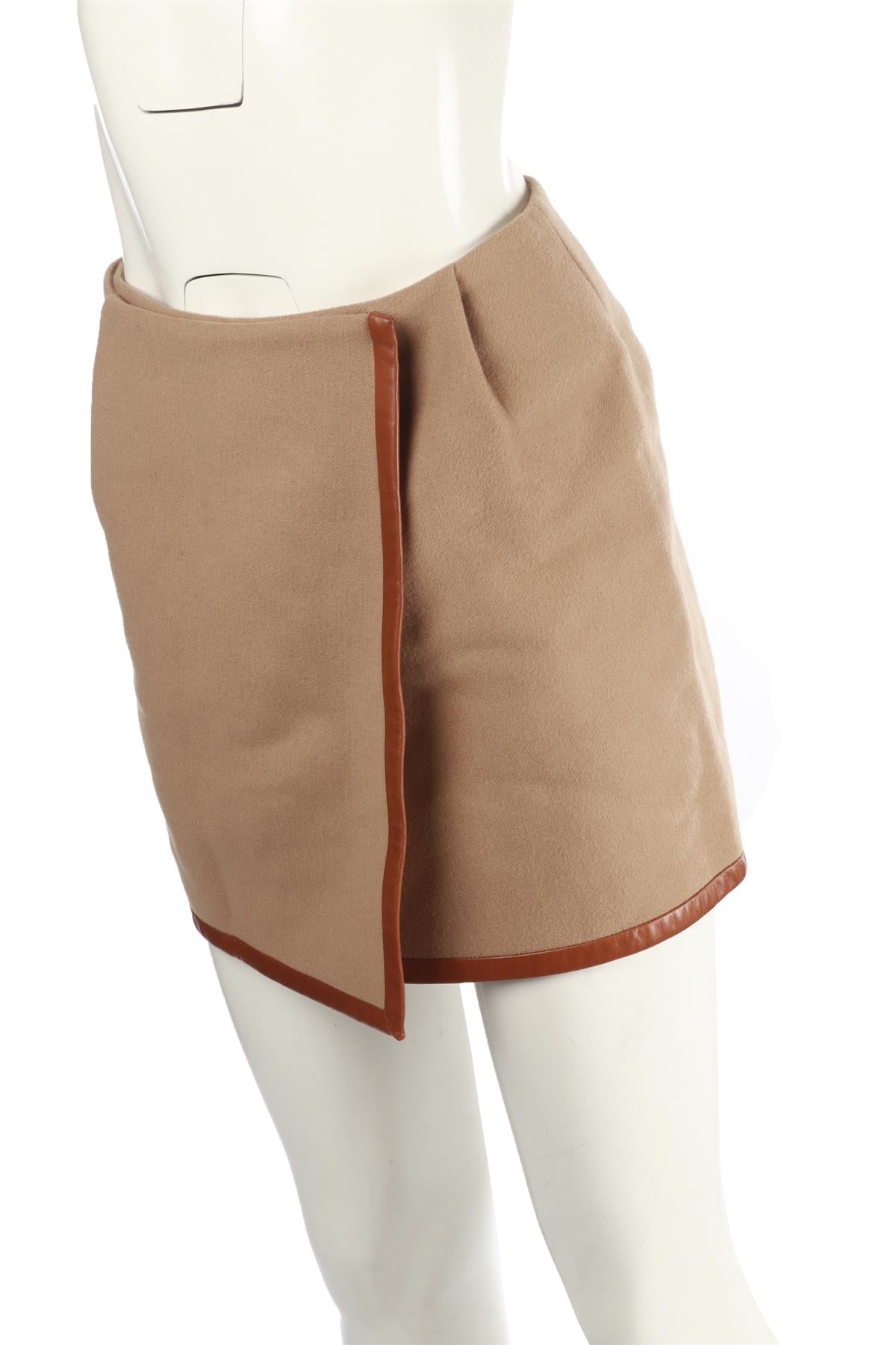 CELINE TAN VINTAGE WOOL MINI SKIRT FR 36 UK 8