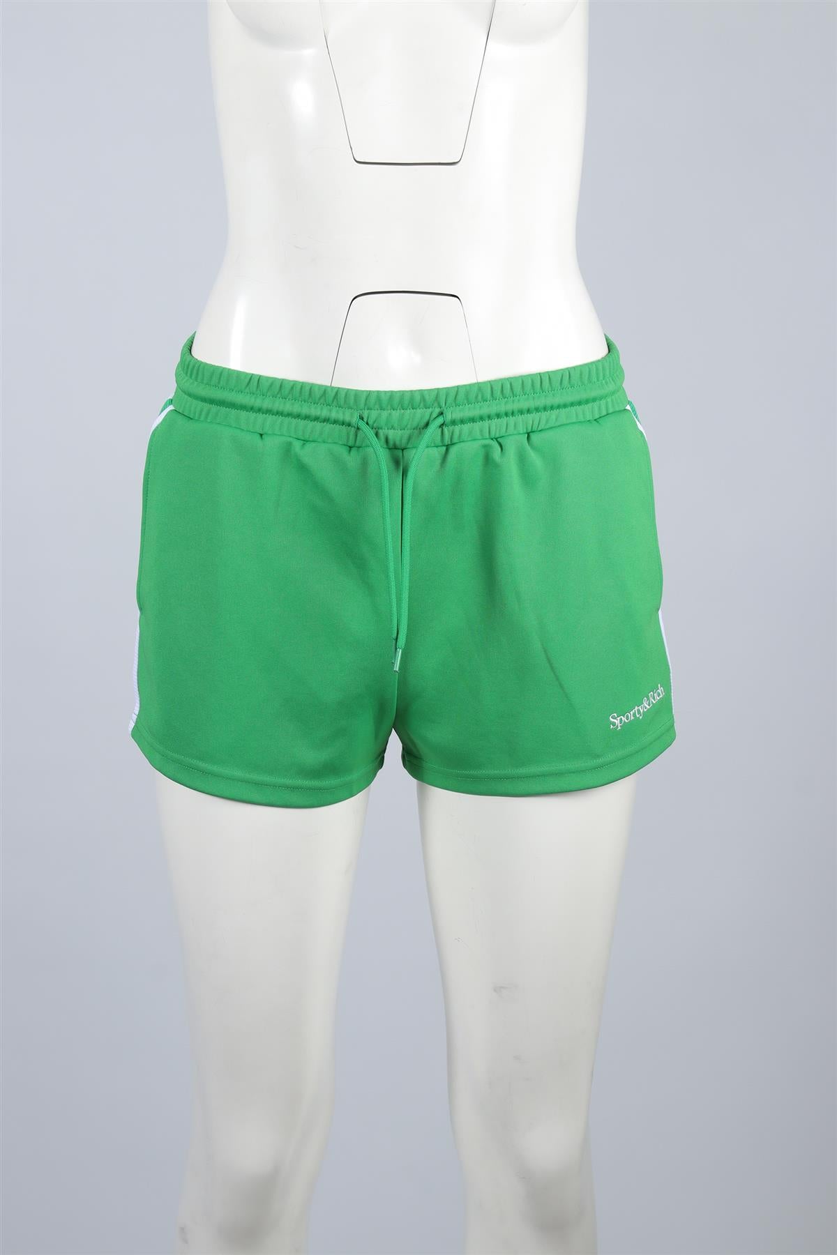 SPORTY & RICH GREEN COTTON SHORTS SMALL