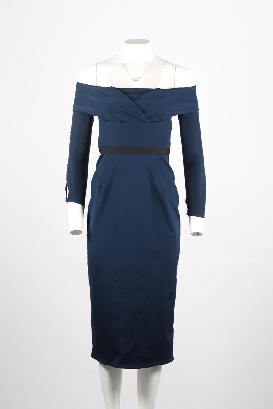 EMILIO DE LA MORENA OFF THE SHOULDER SILK BLEND MIDI DRESS UK 10