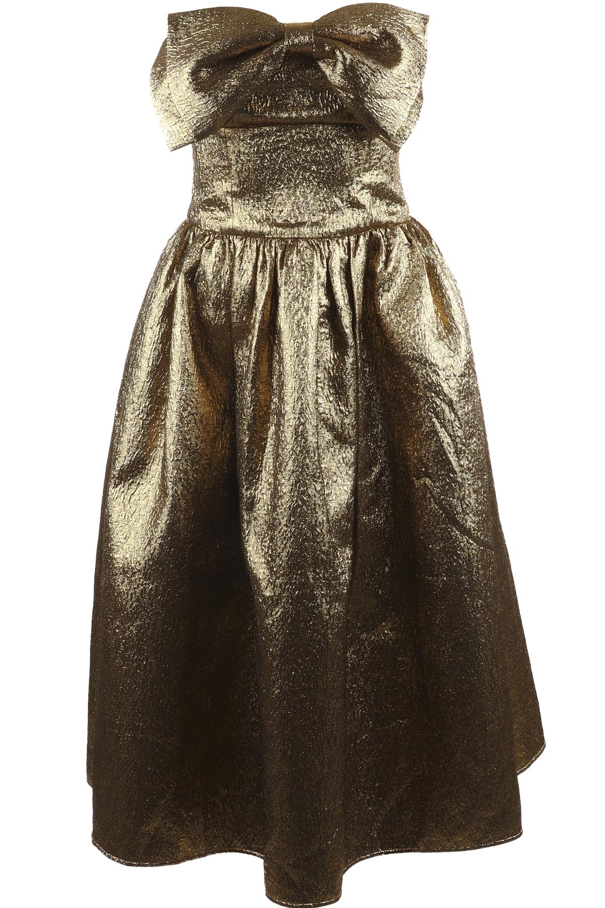 SELF-PORTRAIT GOLD LUREX MIDI DRESS UK 8
