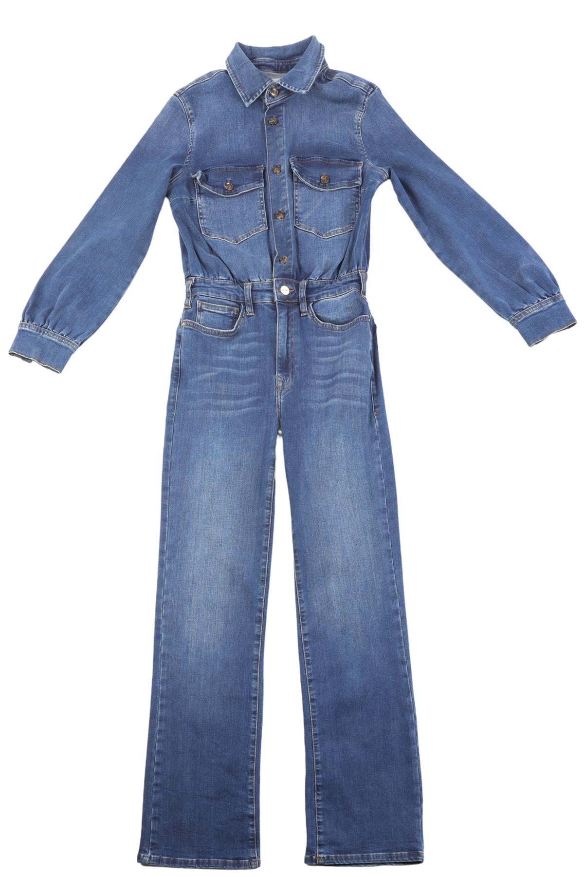 FRAME BLUE DENIM JUMPSUIT XSMALL