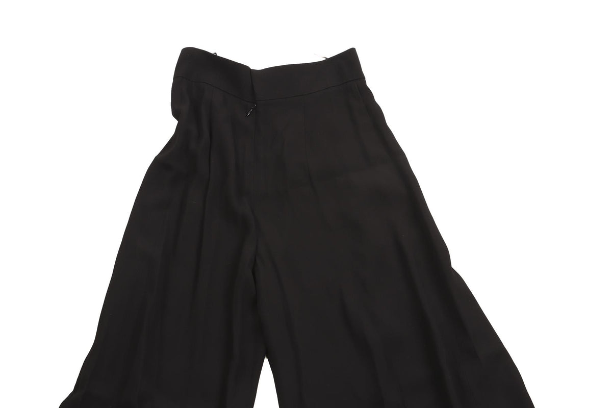 BALMAIN BLACK CREPE WIDE LEG PANTS FR 36 UK 8
