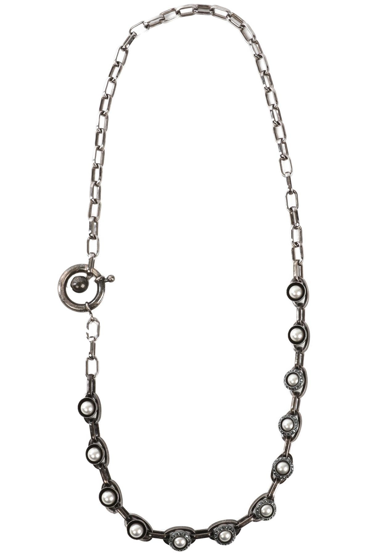 LANVIN GREY CRYSTAL AND CHAIN NECKLACE