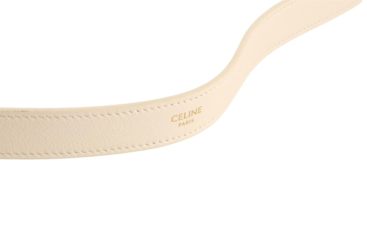 CELINE IVORY HELOISE MEDIUM TRIOMPHE LEATHER SHOULDER BAG