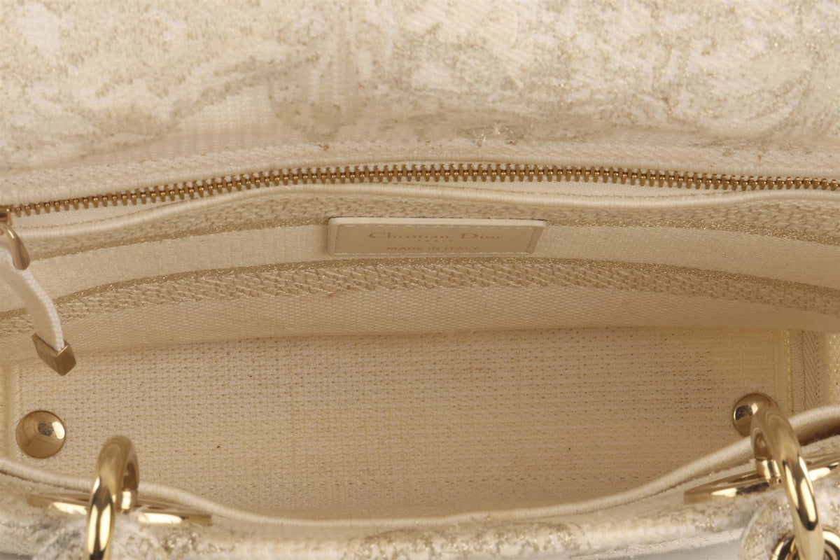 CHRISTIAN DIOR IVORY LADY D-LITE MEDIUM TOILE DE JOUY CANVAS TOTE BAG