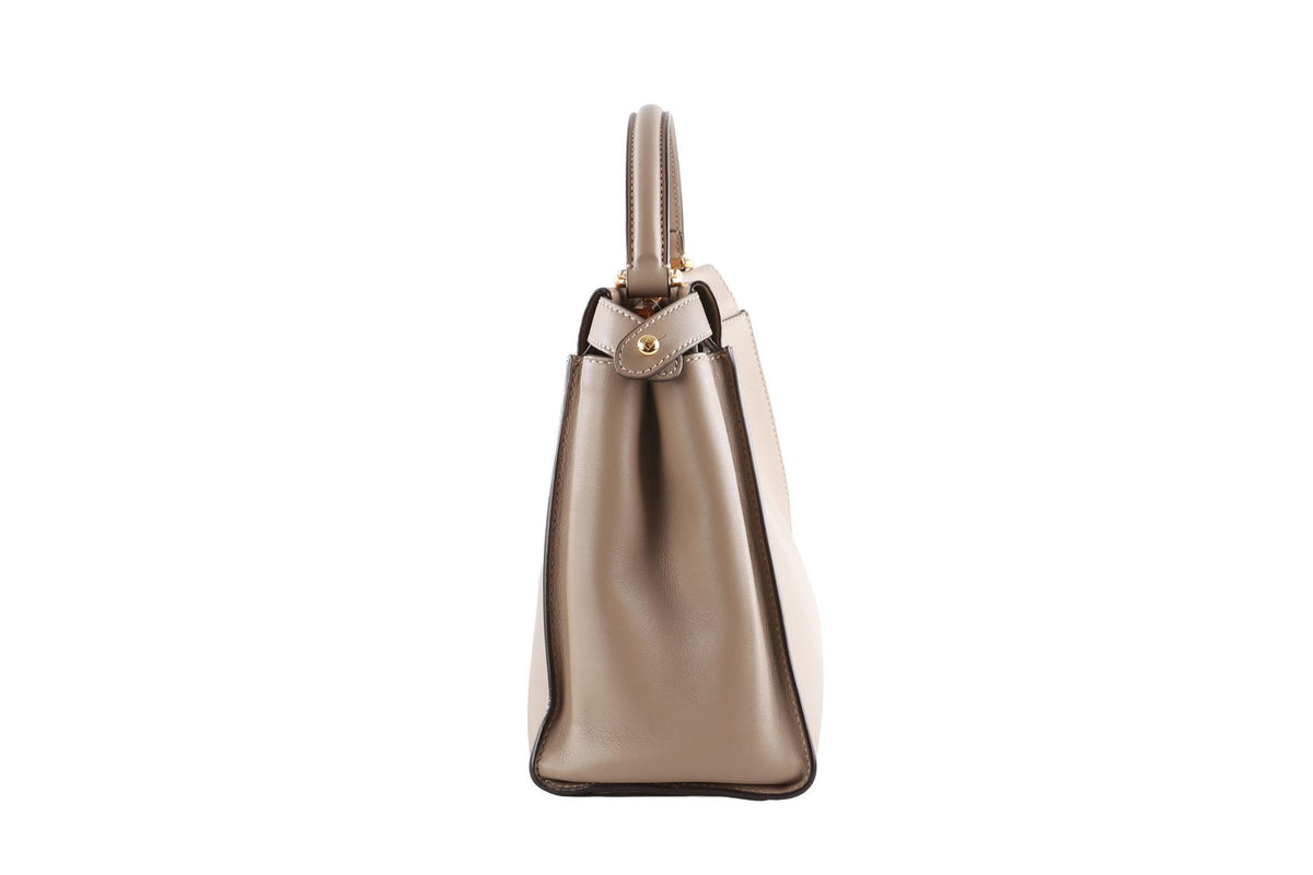 FENDI TAUPE PEEKABOO MEDIUM LEATHER TOTE BAG