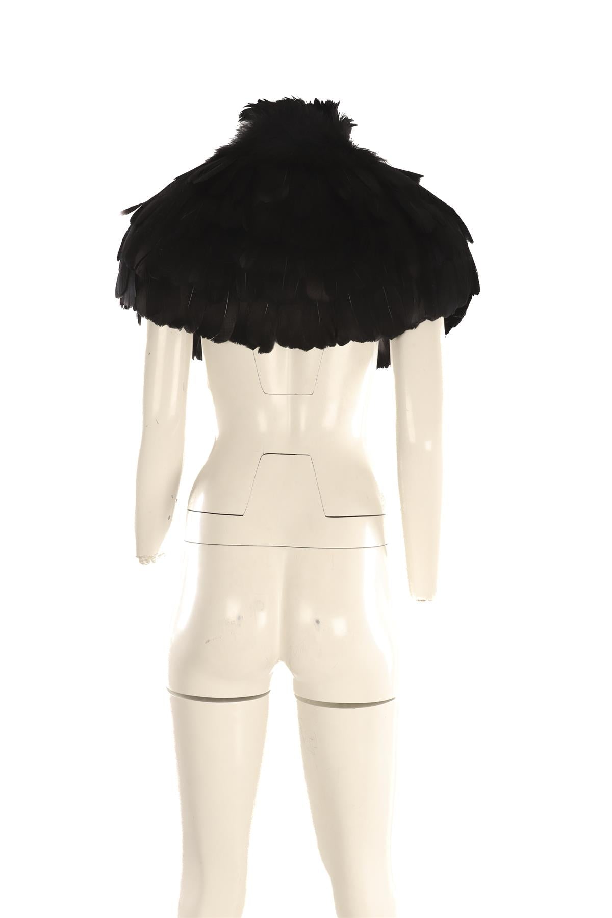 ALEXANDER MCQUEEN BLACK 2009-2010 FEATHER CAPE IT 42 UK 10