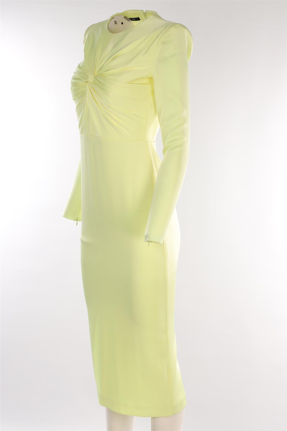 ALEX PERRY YELLOW SATIN MIDI DRESS UK 10