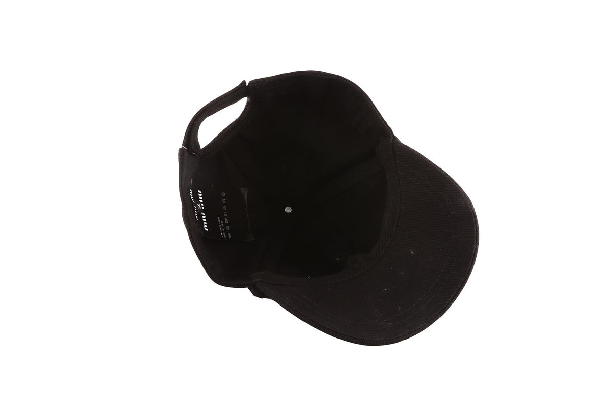 MIU MIU BLACK COTTON BASEBALL CAP MEDIUM