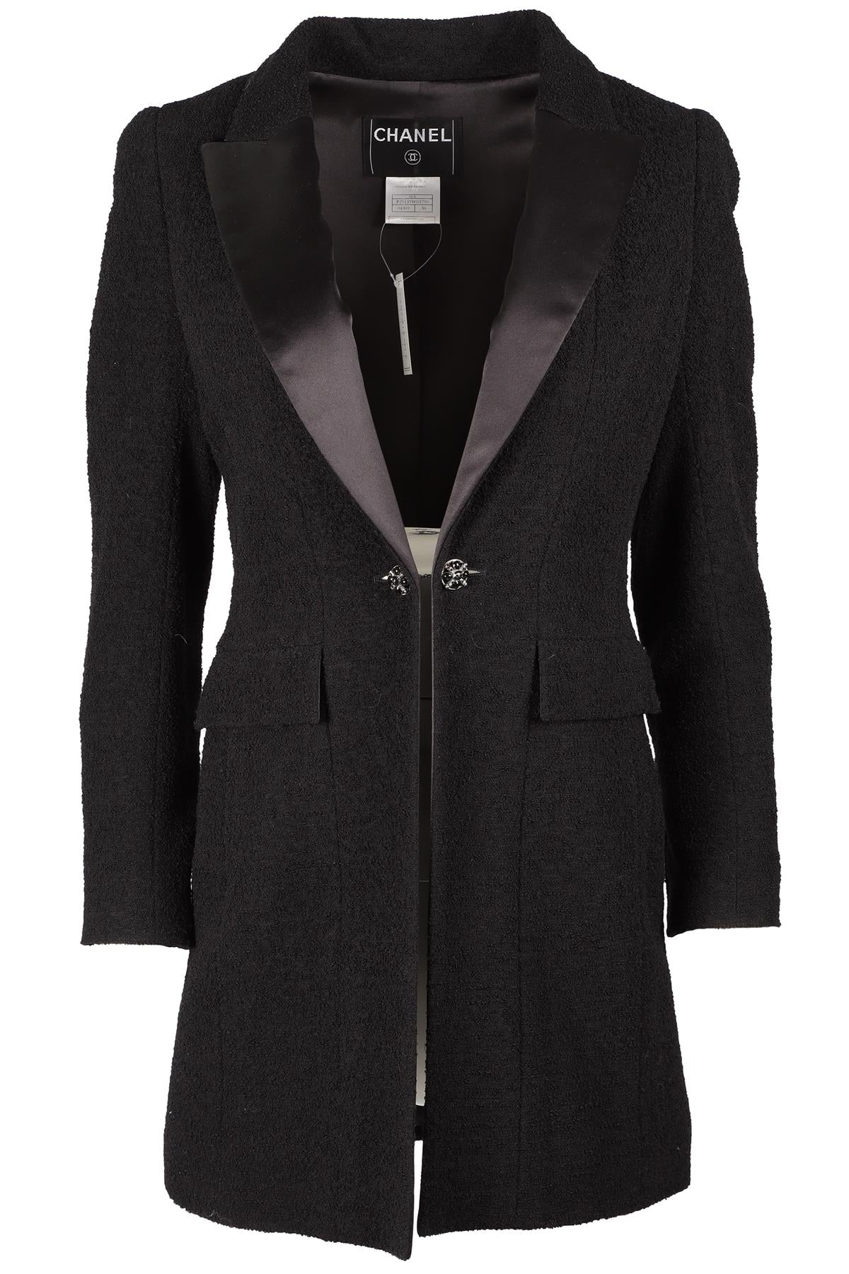 CHANEL BLACK 2006 WOOL JACKET FR 36 UK 8