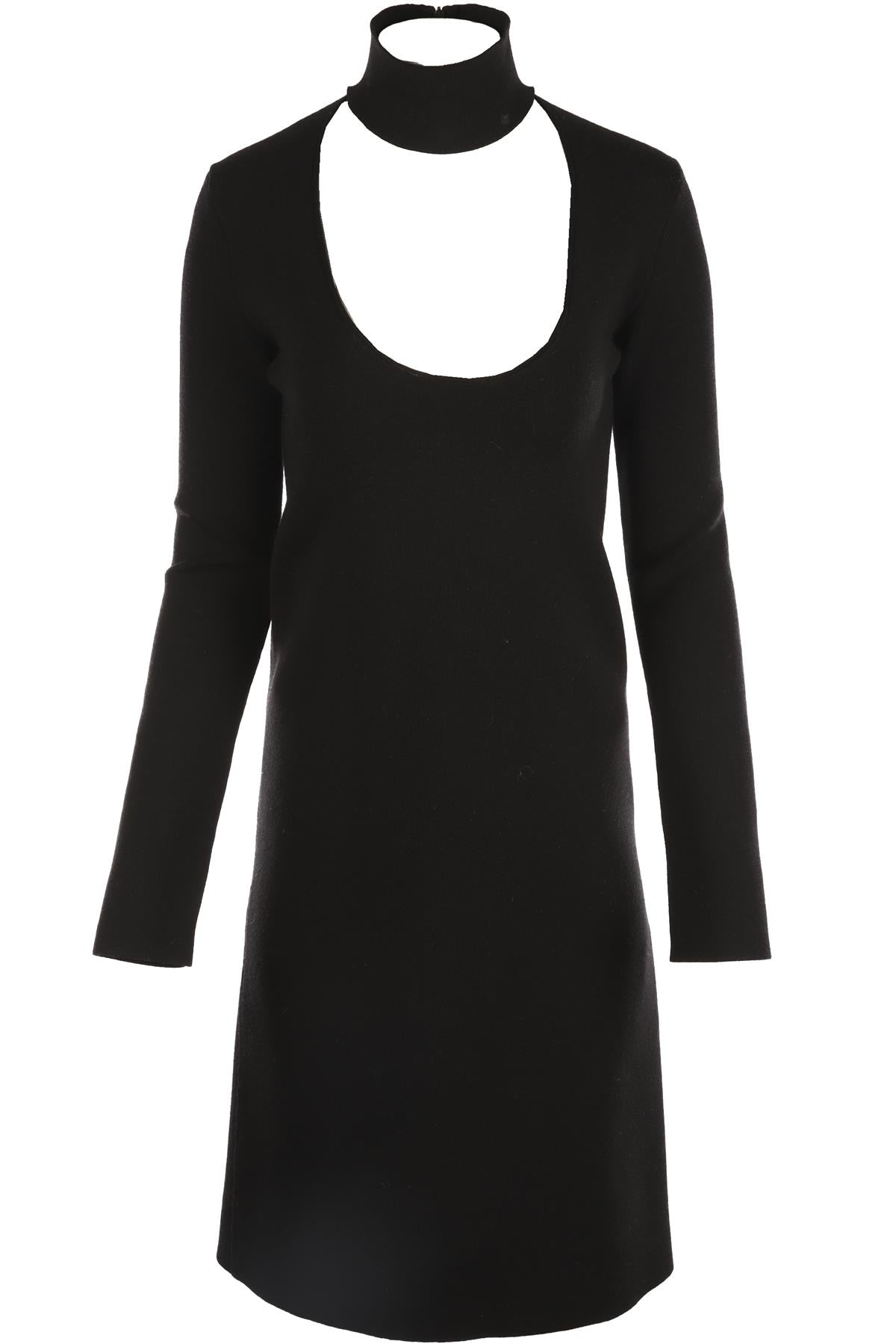 BOTTEGA VENETA BLACK WOOL MIDI DRESS IT 36 UK 4