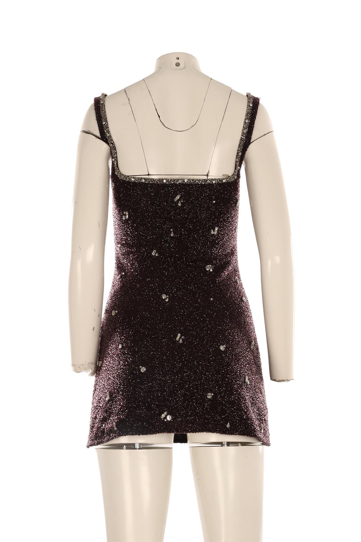 CLIO PEPPIATT BURGUNDY BEADED MINI DRESS SMALL