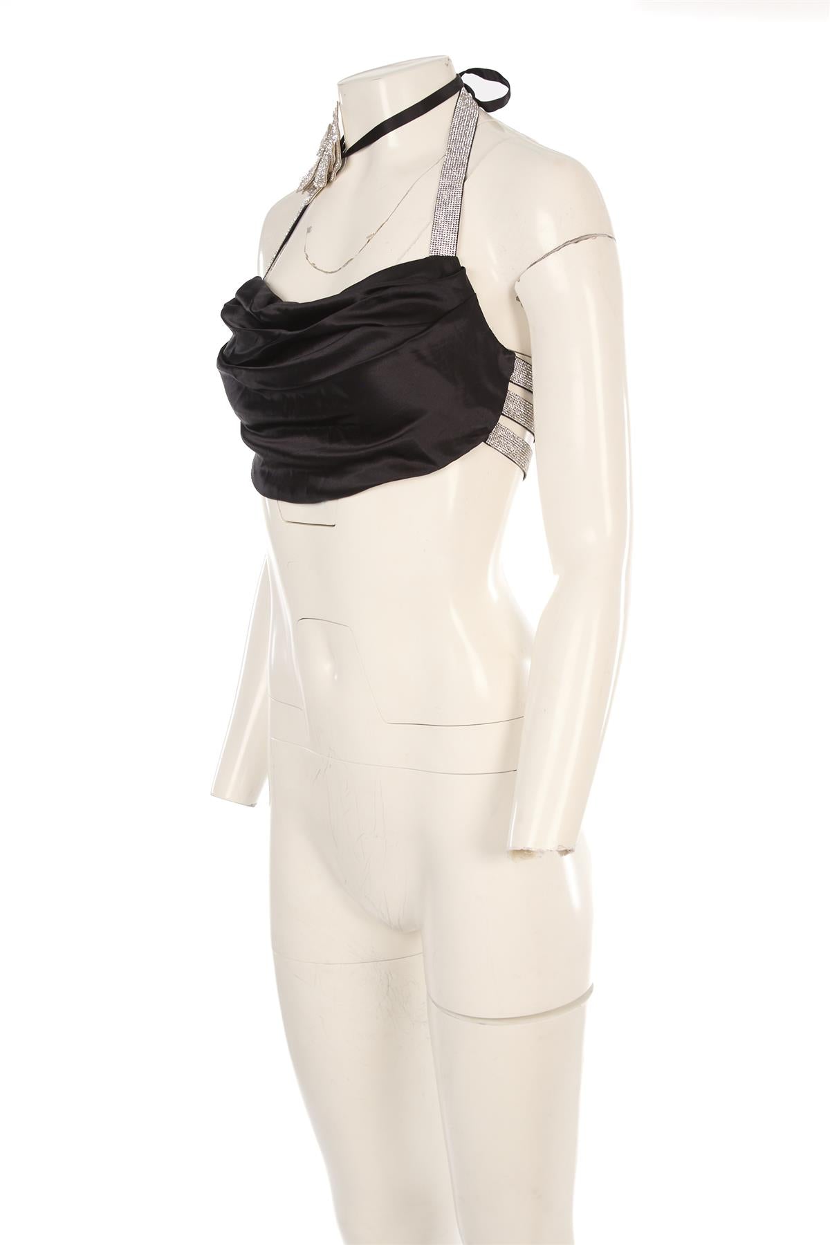 NUÉ STUDIO BLACK SATIN TOP XSMALL