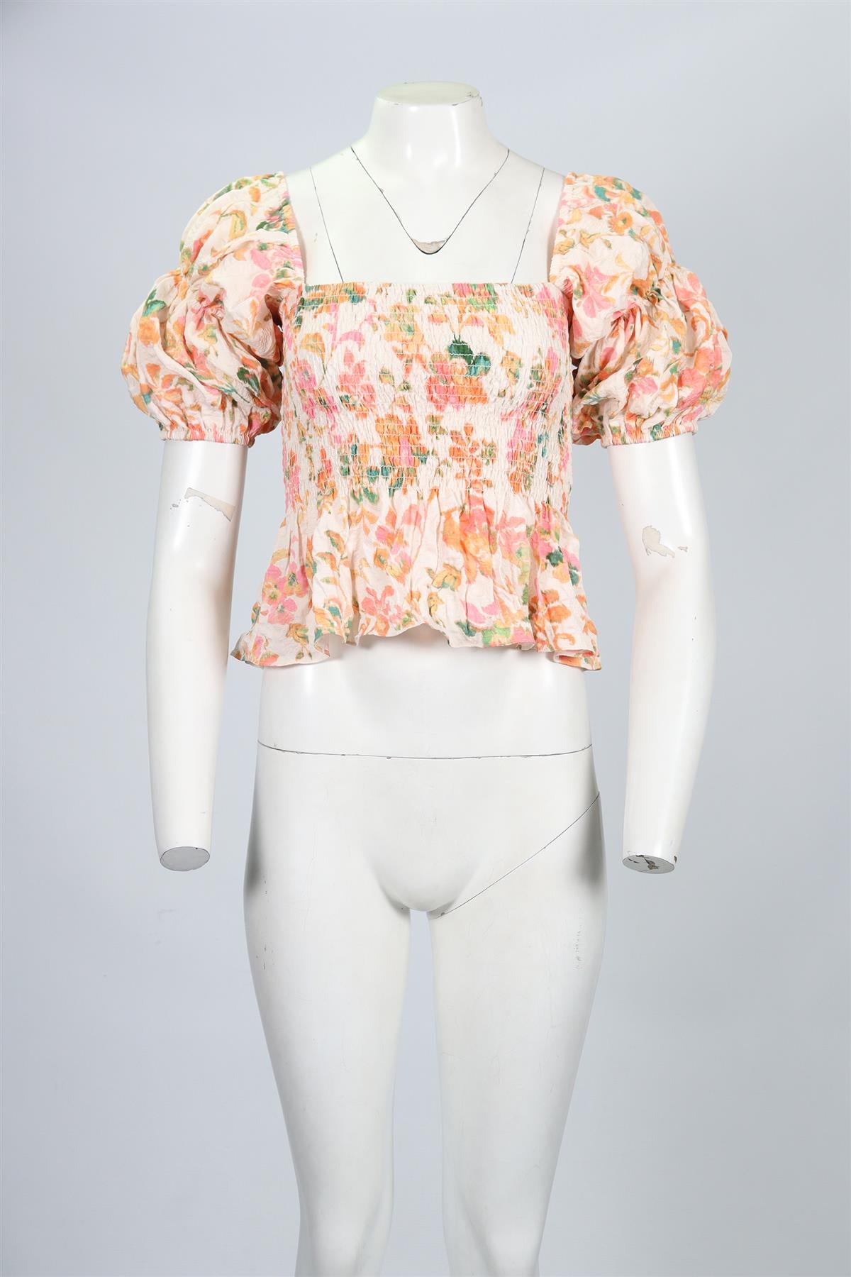 MISA LOS ANGELES FLORAL PRINT SATIN TOP MEDIUM