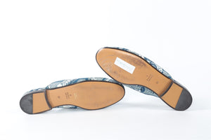 GUCCI BLUE PRINCETOWN SATIN LOAFERS EU 38 UK 5 US 8