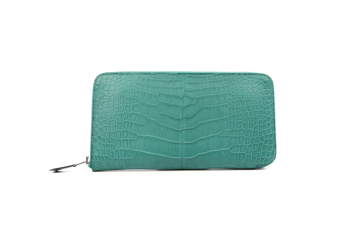 HERMÈS TURQUOISE 2017 AZAP CLASSIC MATTE ALLIGATOR MISSISSIPPIENSIS WALLET