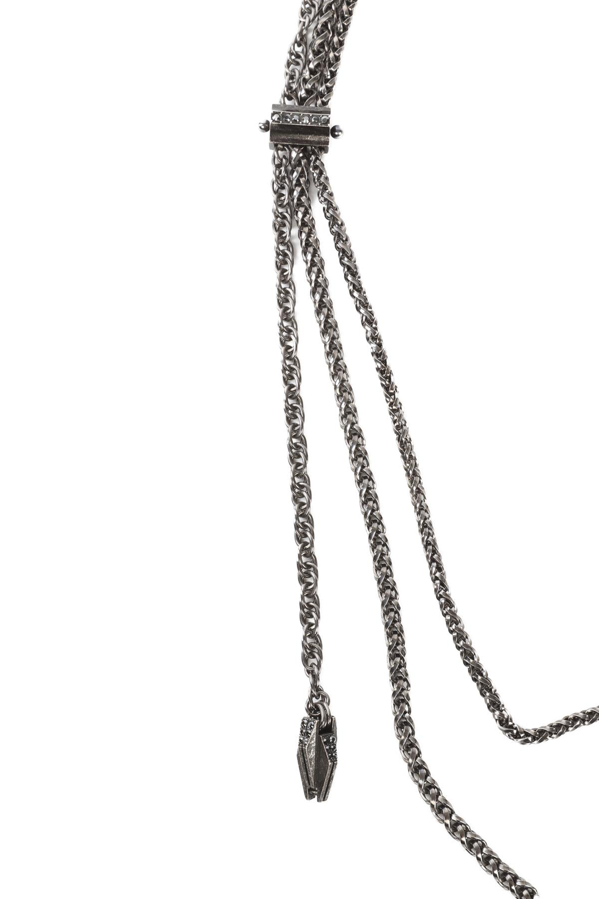 LANVIN GREY CRYSTAL AND CHAIN WAIST BELT