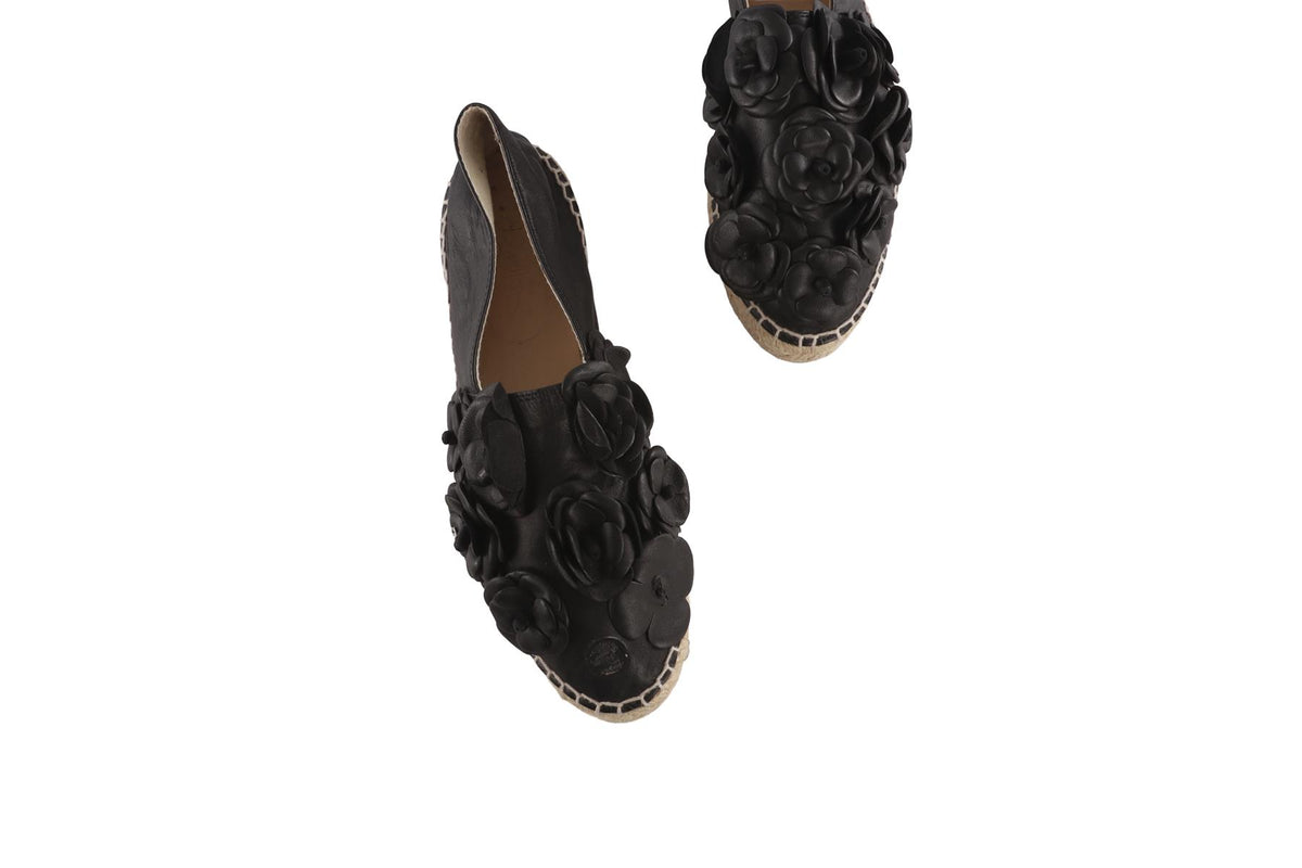 CHANEL BLACK 2017 LEATHER ESPADRILLES EU 41 UK 8 US 11