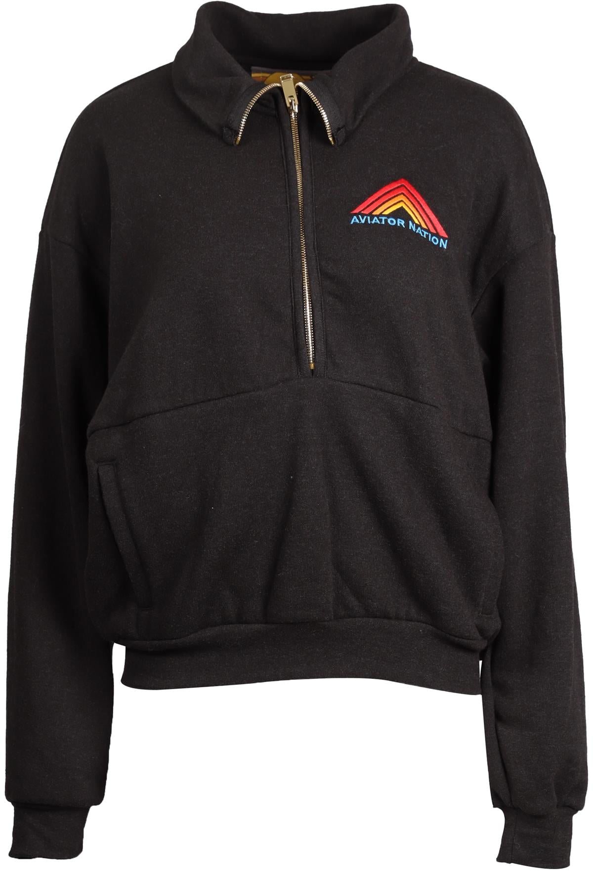AVIATOR NATION BLACK COTTON BLEND SWEATSHIRT SMALL