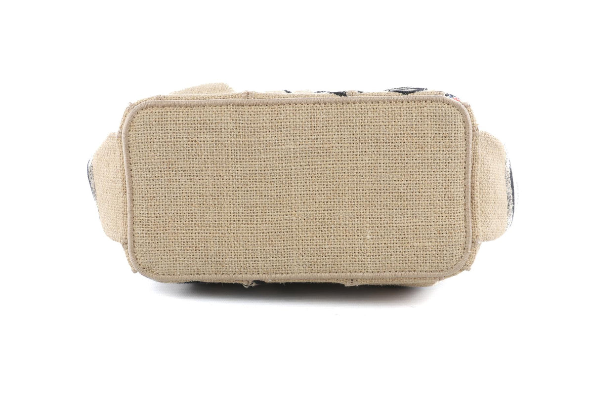 CHRISTIAN DIOR BEIGE 2022 CATHERINE SMALL JUTE TOTE BAG