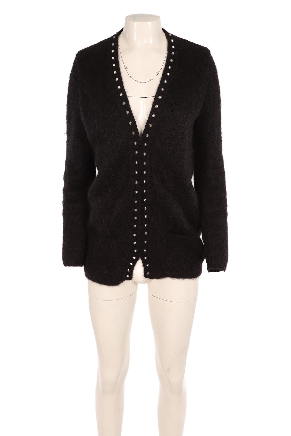 SAINT LAURENT BLACK MOHAIR CARDIGAN XSMALL