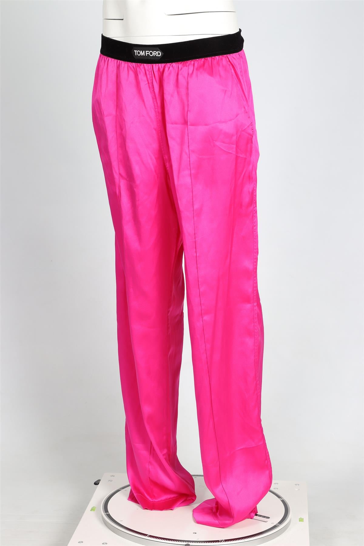 TOM FORD PINK SILK STRAIGHT LEG PANTS LARGE