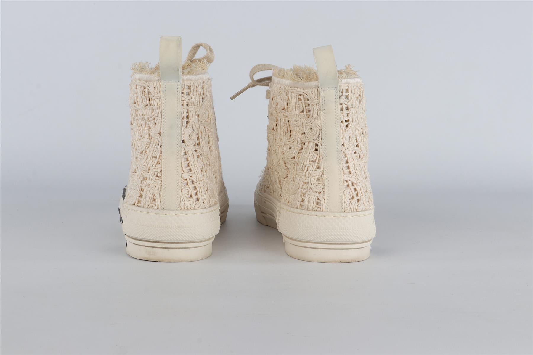 CHRISTIAN DIOR CREAM MEN'S B23 MACRAMÉ SNEAKERS EU 44 UK 10 US 11