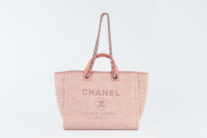 CHANEL PINK 2017-2018 DEAUVILLE MEDIUM FABRIC TOTE BAG