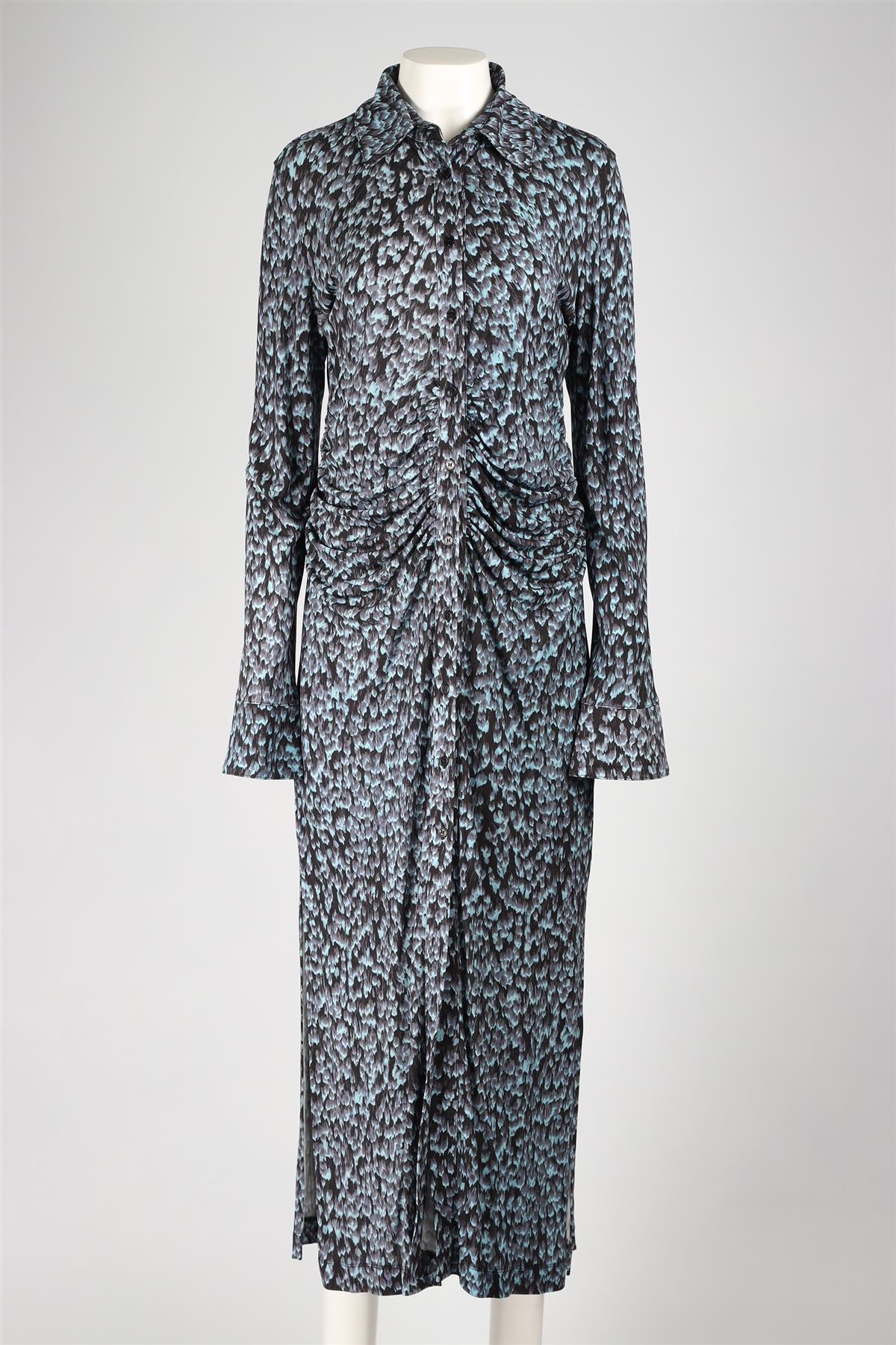ALTUZARRA BLUE KNIT MIDI DRESS LARGE