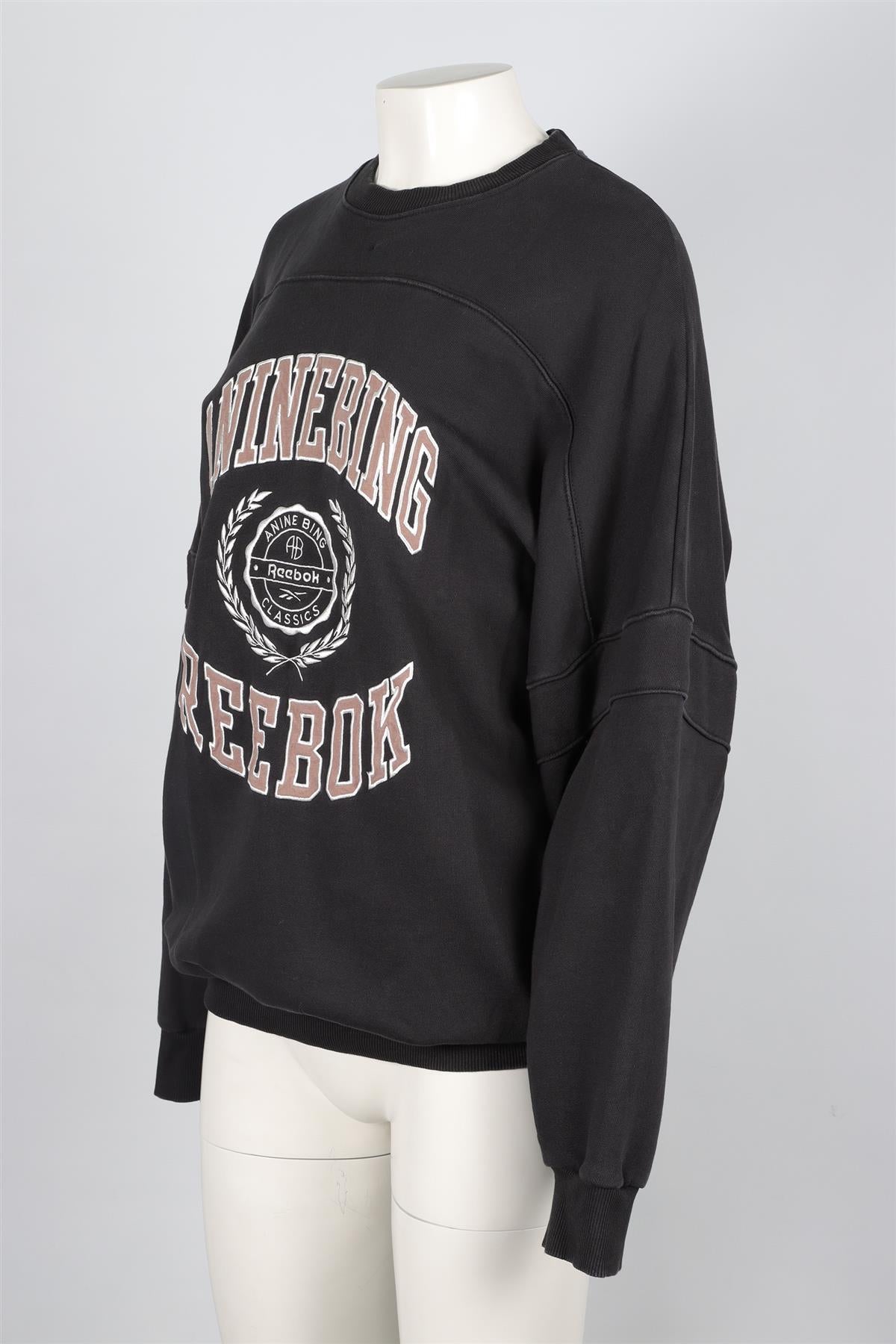 ANINE BING + REEBOK BLACK COTTON SWEATSHIRT XSMALL