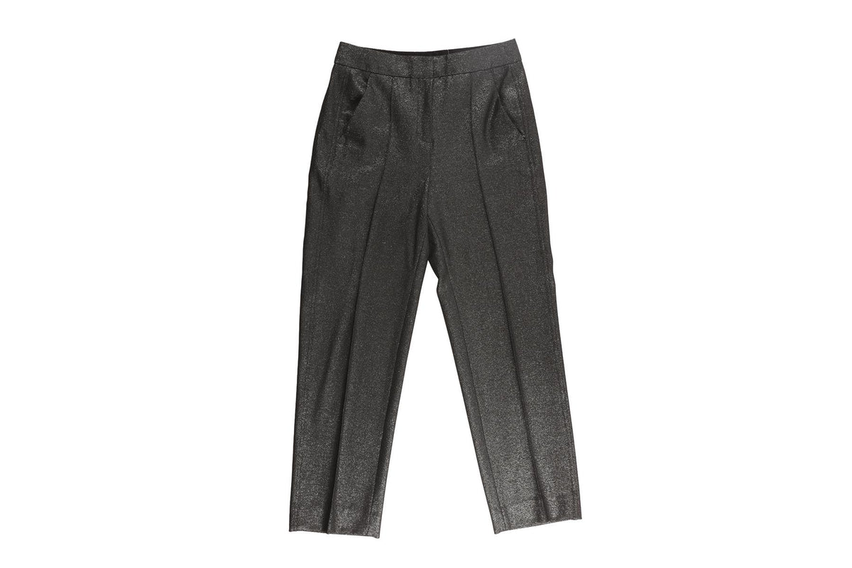 ME + EM GREY WOVEN STRAIGHT LEG PANTS UK 6