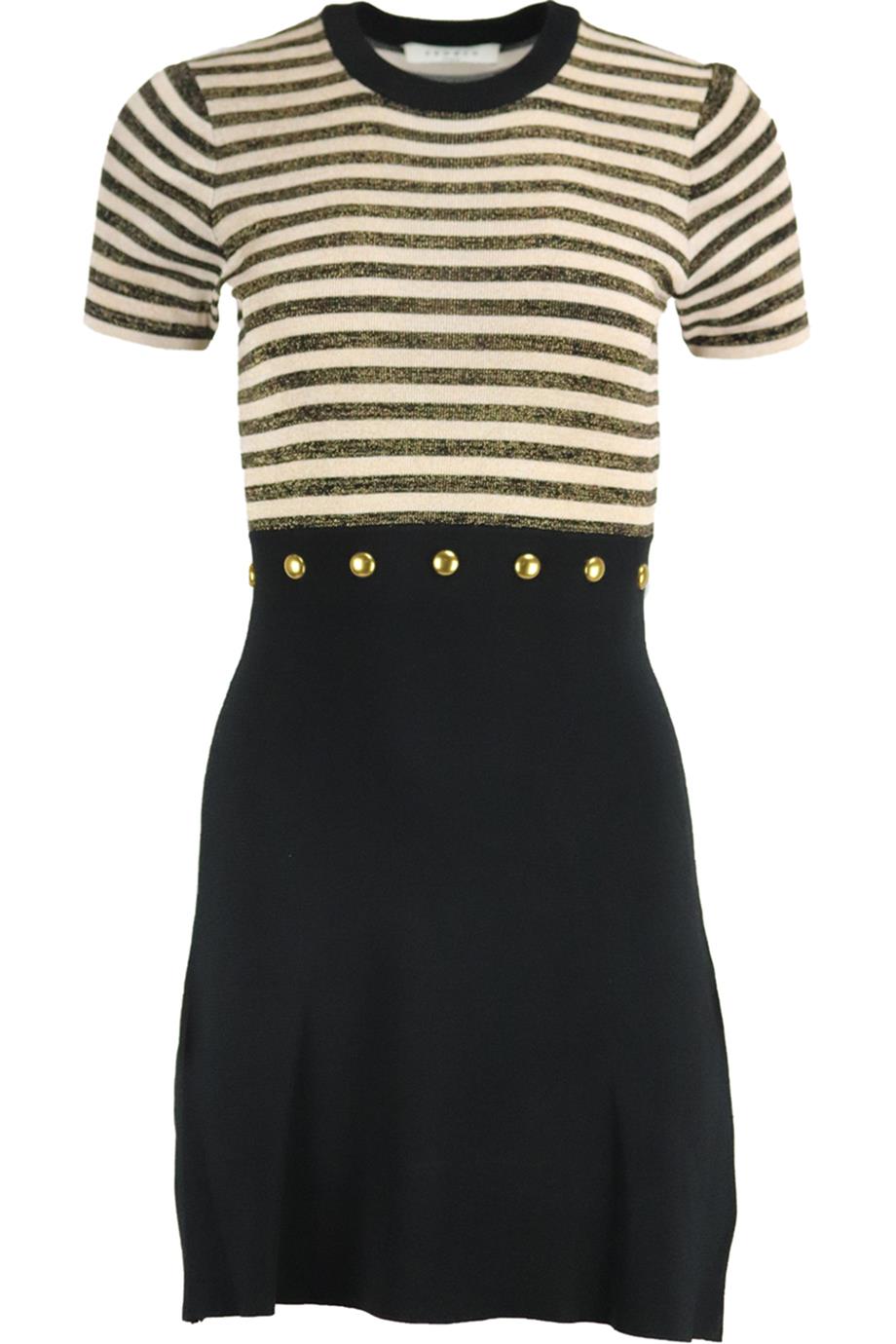 SANDRO METALLIC STRETCH KNIT MINI DRESS SMALL