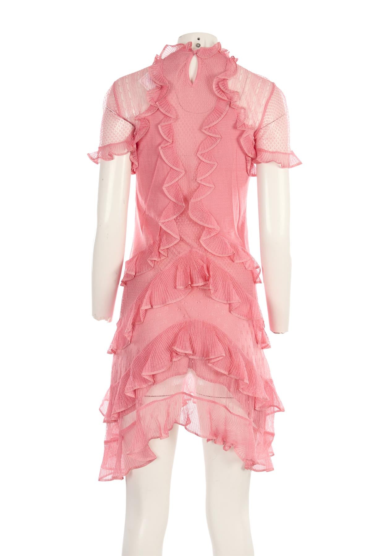 ALEXANDER MCQUEEN PINK SILK MINI DRESS MEDIUM