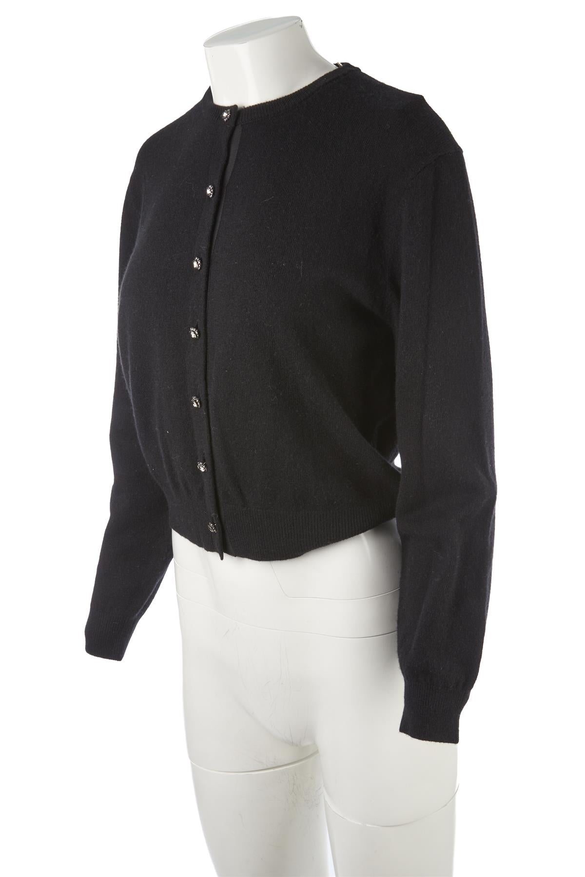 DOEN BLACK WOOL CARDIGAN MEDIUM
