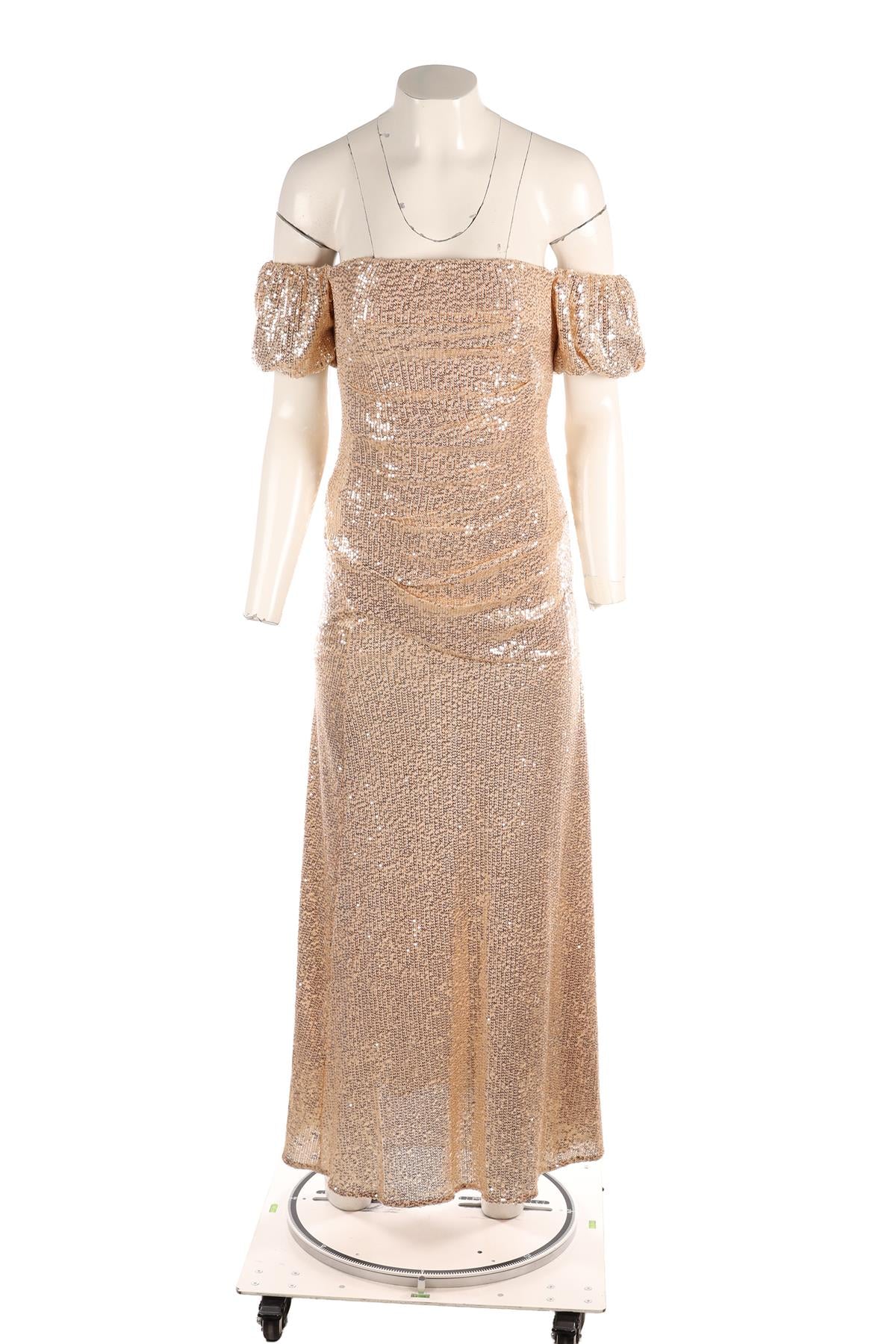 NEEDLE & THREAD GOLD SEQUIN MAXI DRESS UK 8