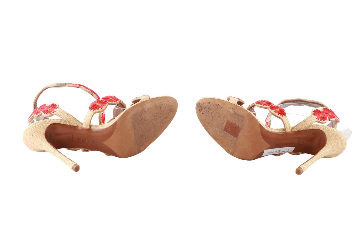 BEIGE RAFFIA SANDALS