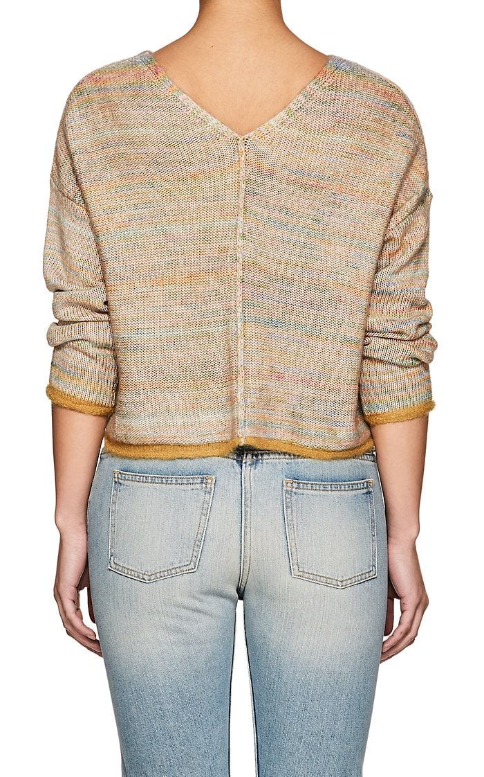 RAQUEL ALLEGRA MIXED STITCH COTTON BLEND V NECK SWEATER 1 UK 10