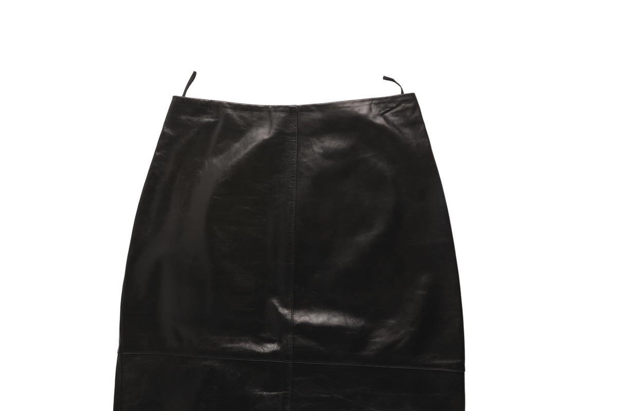 SPORTMAX BLACK LEATHER MAXI SKIRT IT 36 UK 4