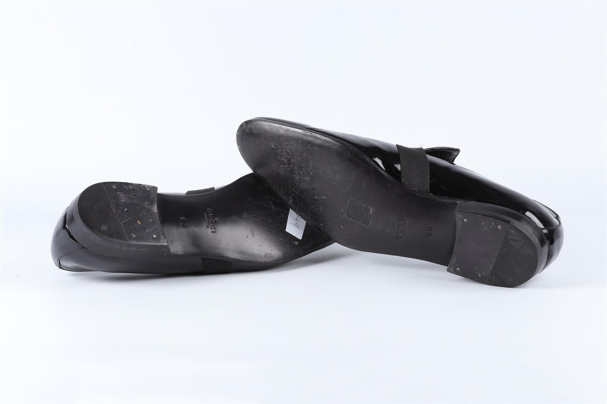 GUCCI BLACK MEN'S PATENT LEATHER LOAFERS UK 9 EU 43 US 10