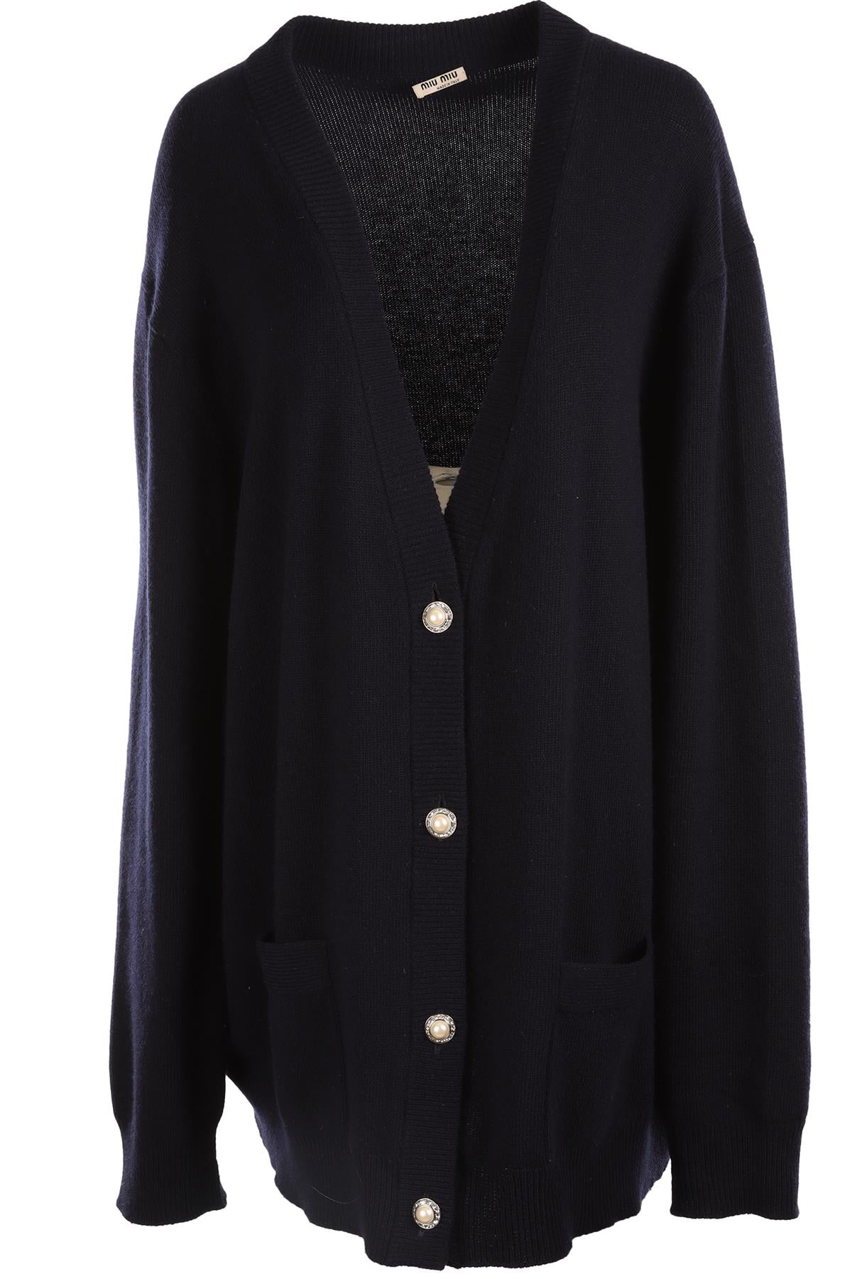 MIU MIU NAVY WOOL CARDIGAN IT 46 UK 14