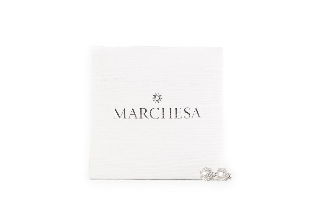 MARCHESA 18K WHITE GOLD AND DIAMOND STUD EARRINGS