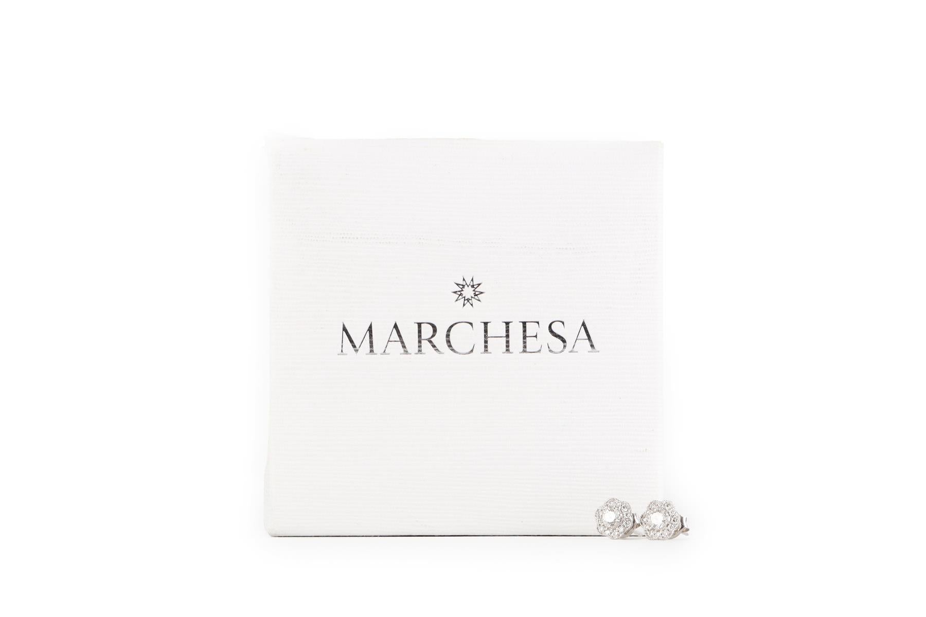 MARCHESA 18K WHITE GOLD AND DIAMOND STUD EARRINGS