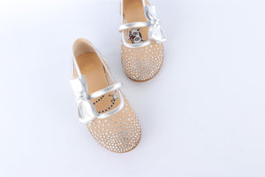 CHRISTIAN LOUBOUTIN SILVER KIDS GIRLS BALLET FLATS EU 28 UK 10 US 11