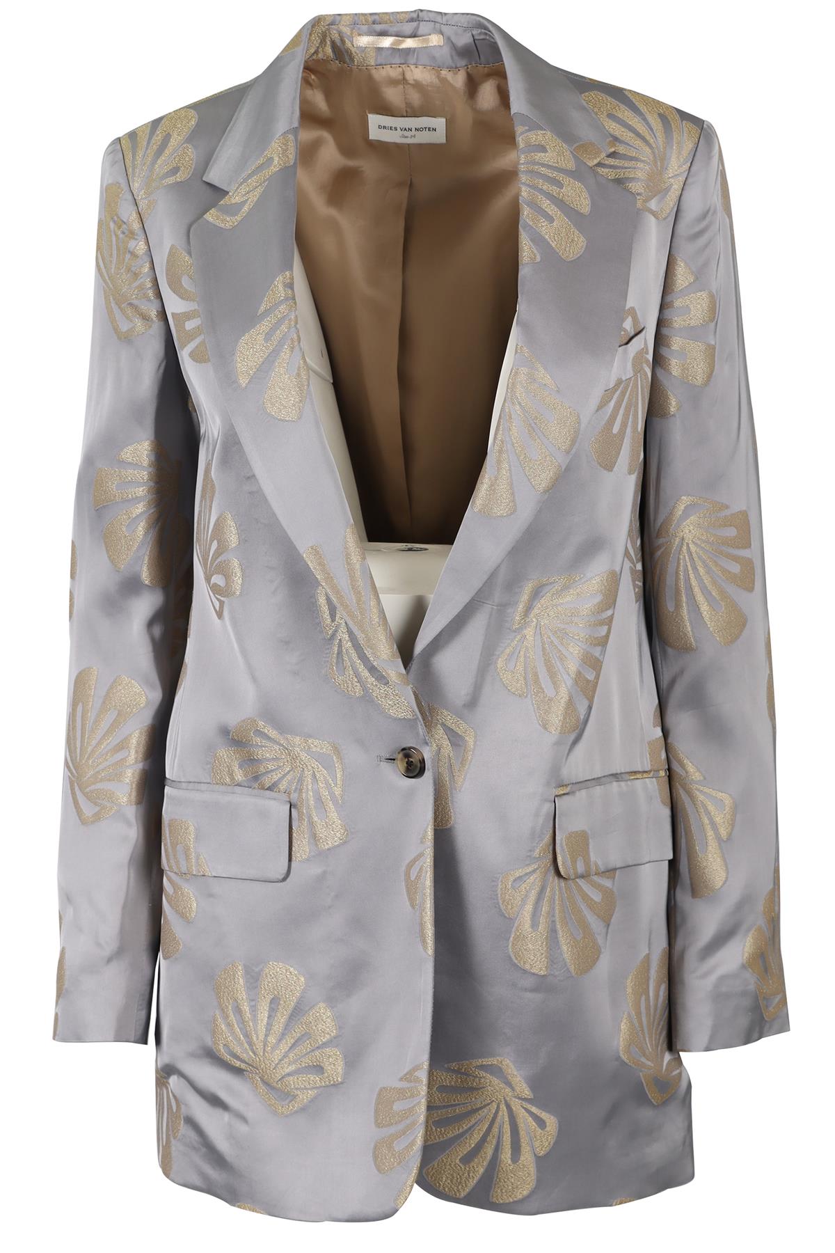 DRIES VAN NOTEN GREY SATIN BLAZER FR 34 UK 6