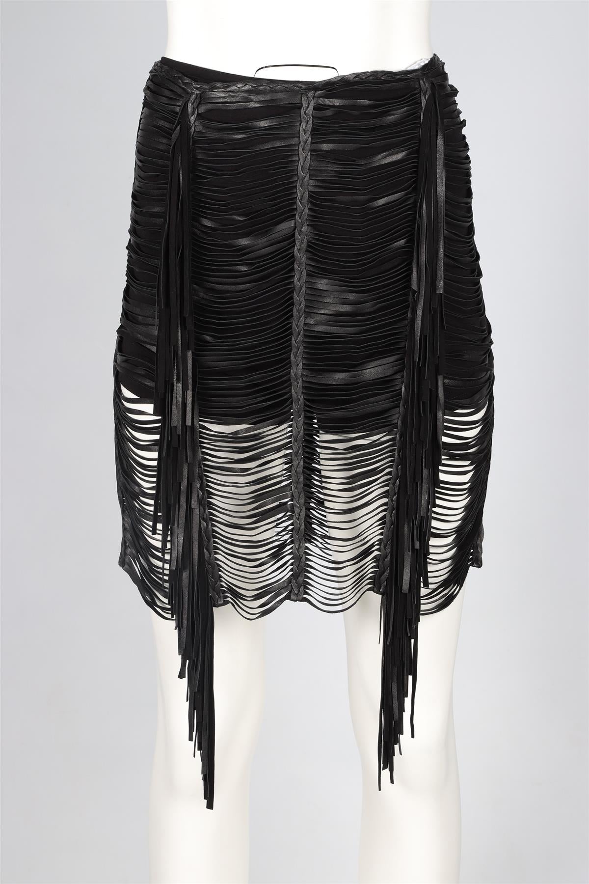 MAGDA BUTRYM BLACK LEATHER MINI SKIRT FR 36 UK 8
