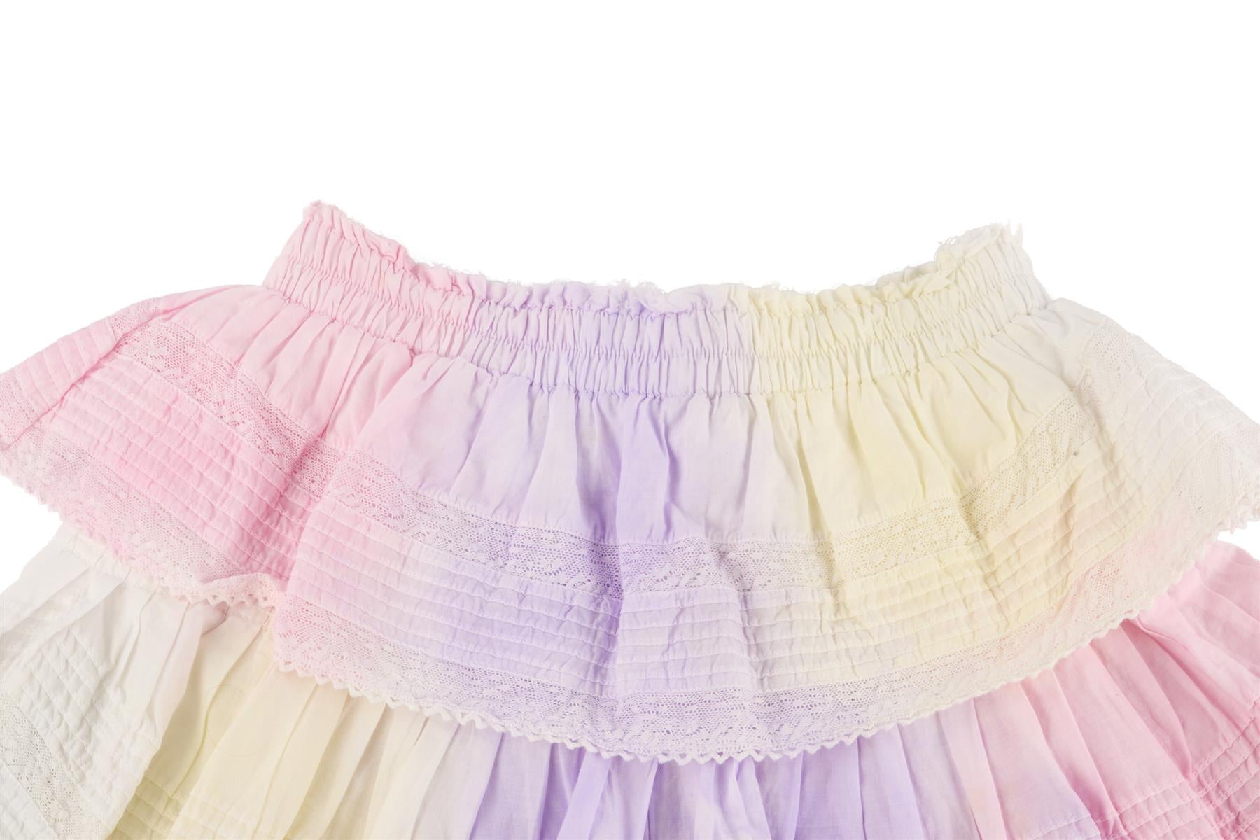 LOVESHACKFANCY MULTI COTTON MINI SKIRT XSMALL