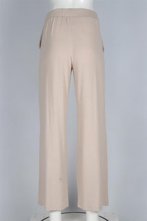 LESET BEIGE JERSEY WIDE LEG PANTS XSMALL